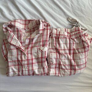 Victoria's Secret Women's Flannel Long Pajama Set Pink, Off White Plaid Size XL